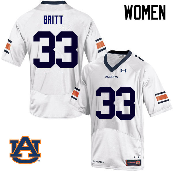 Women Auburn Tigers #33 K.J. Britt College Football Jerseys Sale-White